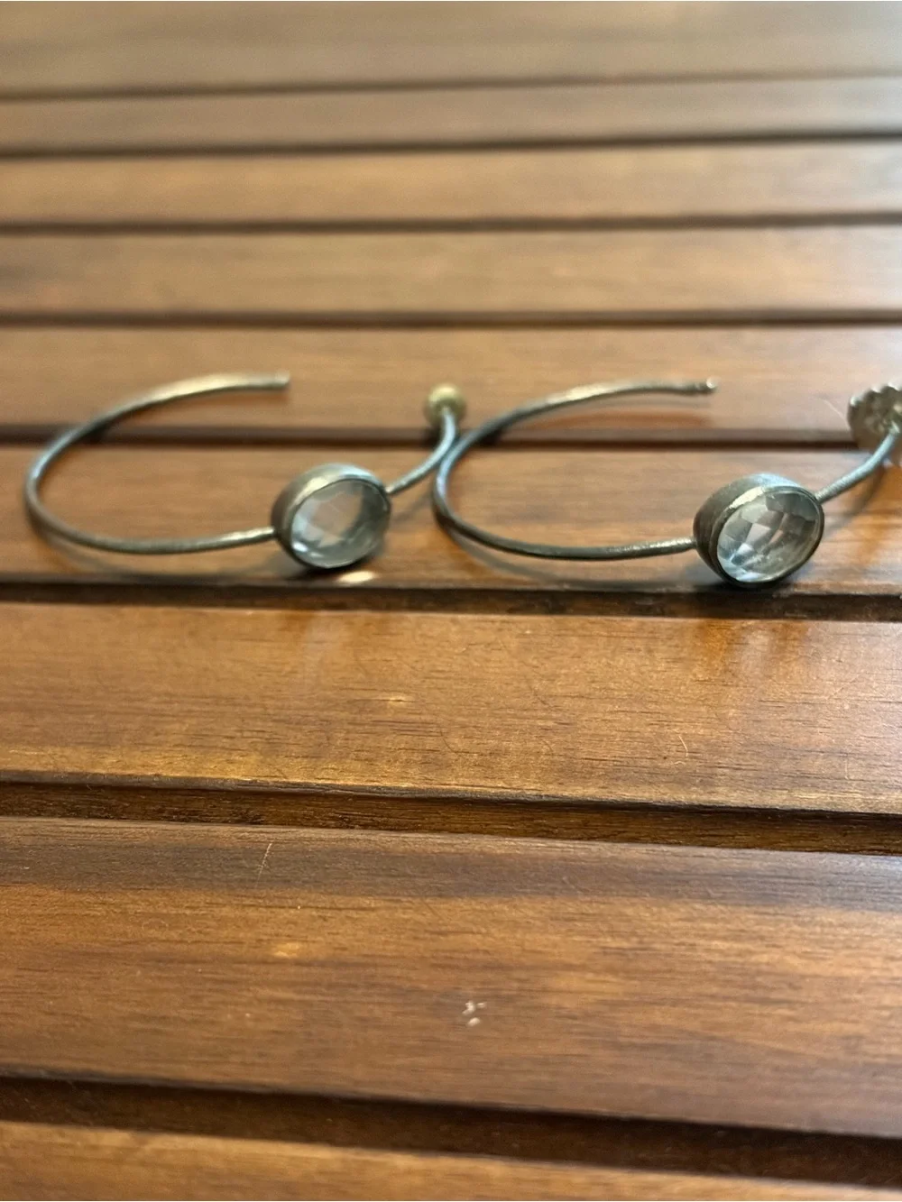 Sterling Silver Blue Crystal Cuff Earrings